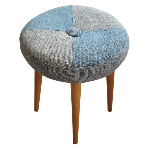 Mid Century Hocker mit Stoff, 1960er Jahre