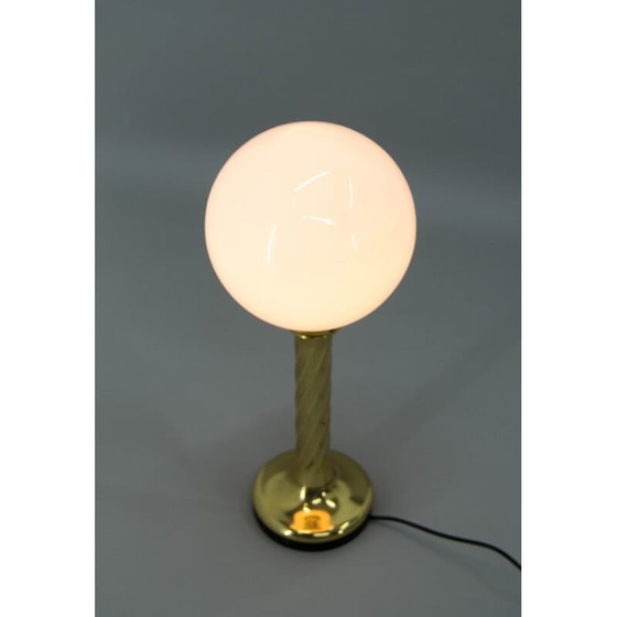 Image 1 of Vintage Tischlampe aus Messing und Opalglas, Deutschland 1970er