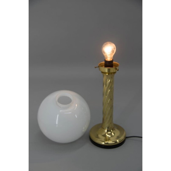 Image 1 of Vintage Tischlampe aus Messing und Opalglas, Deutschland 1970er
