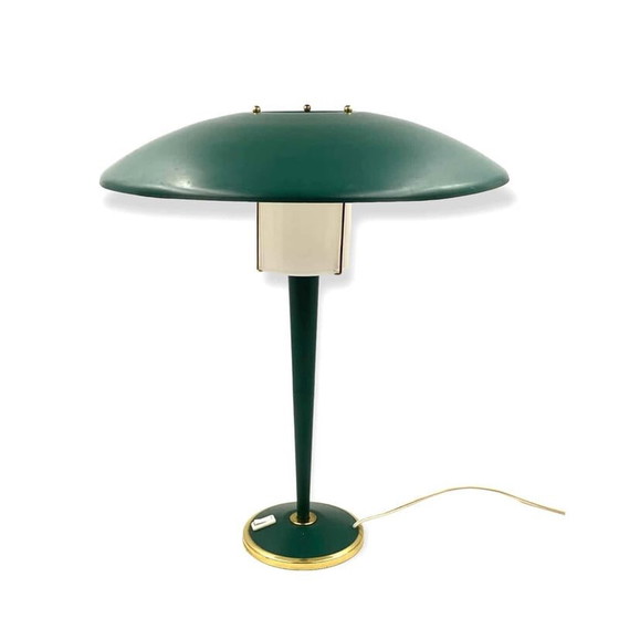 Image 1 of Vintage petrolgrüne Tischlampe, Frankreich 1960er Jahre