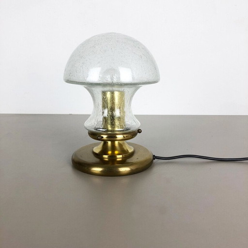 Modernistische Tischleuchte aus Glas und Messing mit Pilzkopf von Doria Lights, 1970