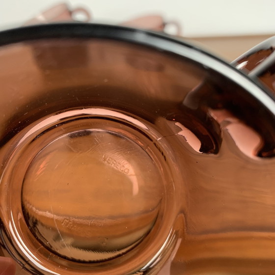 Image 1 of 6er Set Kaffeetassen aus Glas, Lila, Vereco, 1970