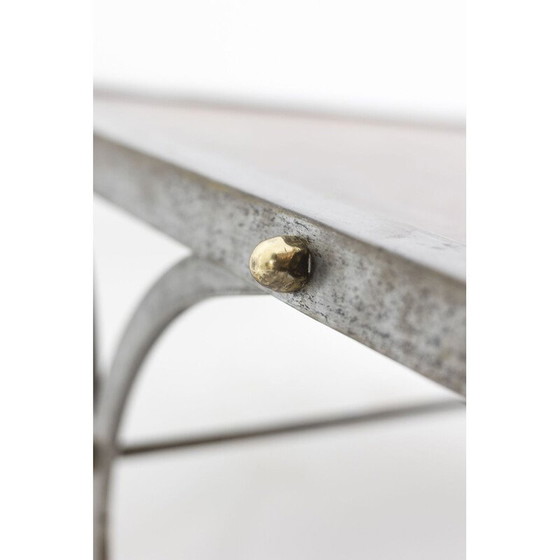 Image 1 of Couchtisch aus silbernem Eisen und Leder, 1970