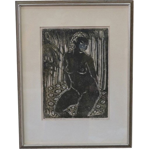 Moderner Holzschnitt von Barbro Cheesman, Schweden 1953