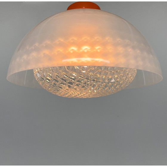 Image 1 of Mid Century Plastik- und Glas-Pendelleuchte, Tschechoslowakei