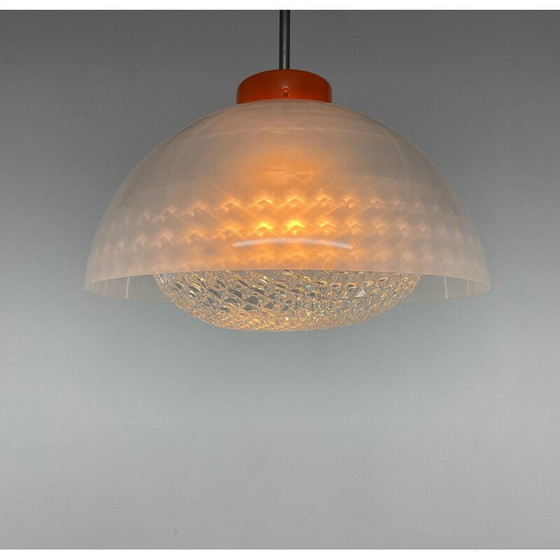 Image 1 of Mid Century Plastik- und Glas-Pendelleuchte, Tschechoslowakei