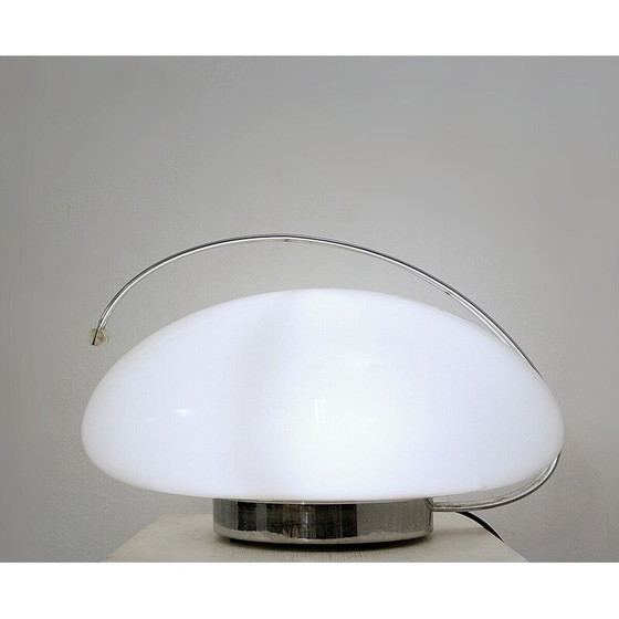 Image 1 of Mid Century Tischleuchte aus Opalglas und Chrom von Angelo Mangiarotti, Italien 1970er