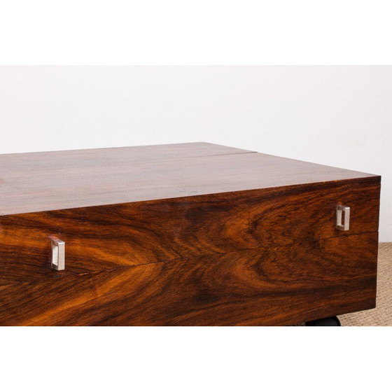 Image 1 of Vintage Couchtisch auf Rollen aus Palisanderholz und verchromtem Metall, Dänemark 1960