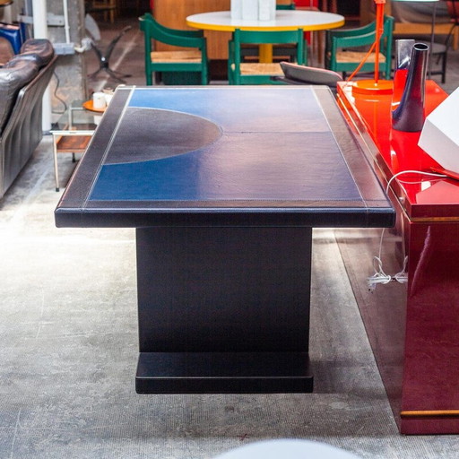 Vintage-Sessel mit braunem Leder-Ottoman von Giovanni Offredi für Saporiti, Italien 1970