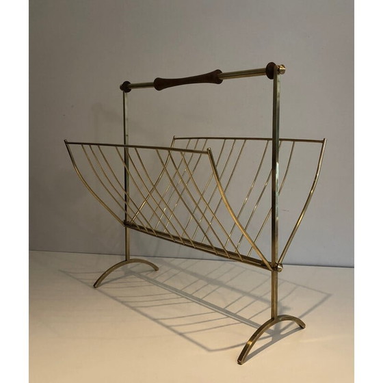 Image 1 of Zeitschriftenständer aus Messing und Holz, 1960