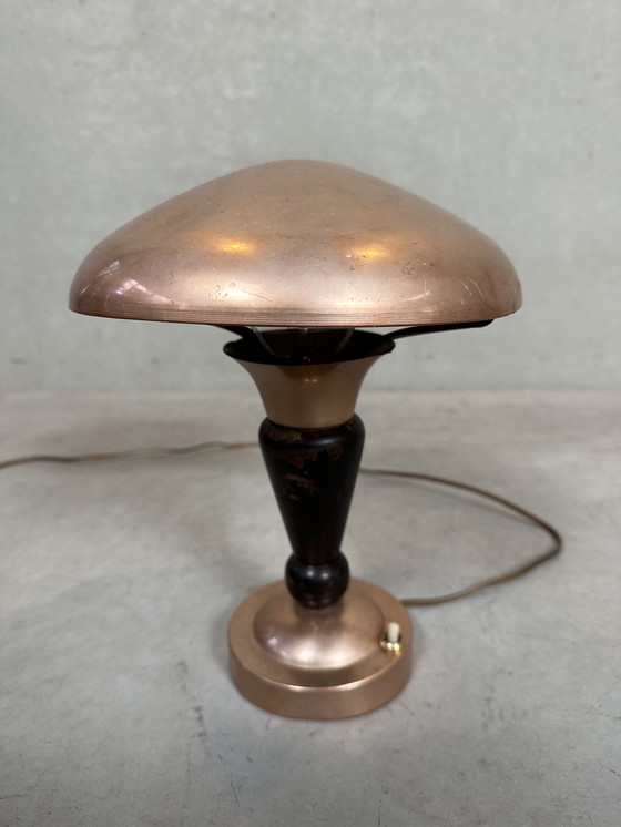 Image 1 of Art deco pilz tischlampe - messing