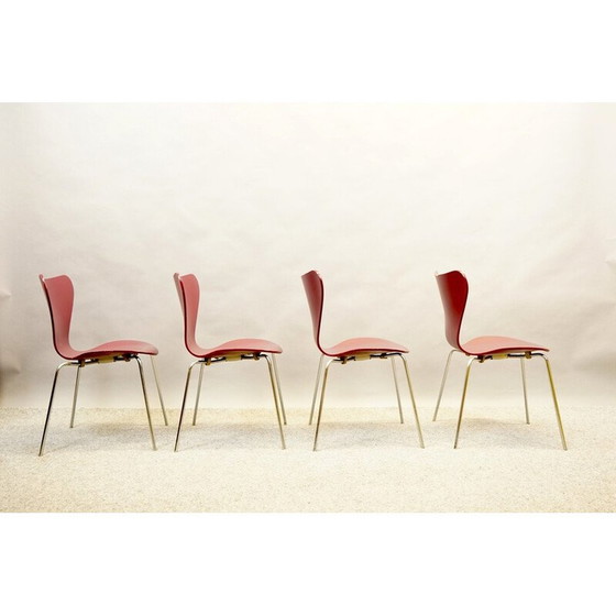 Image 1 of Satz von 4 Holzstühlen Modell 3107 von Arne Jacobsen für Fritz Hansen, Dänemark 1959