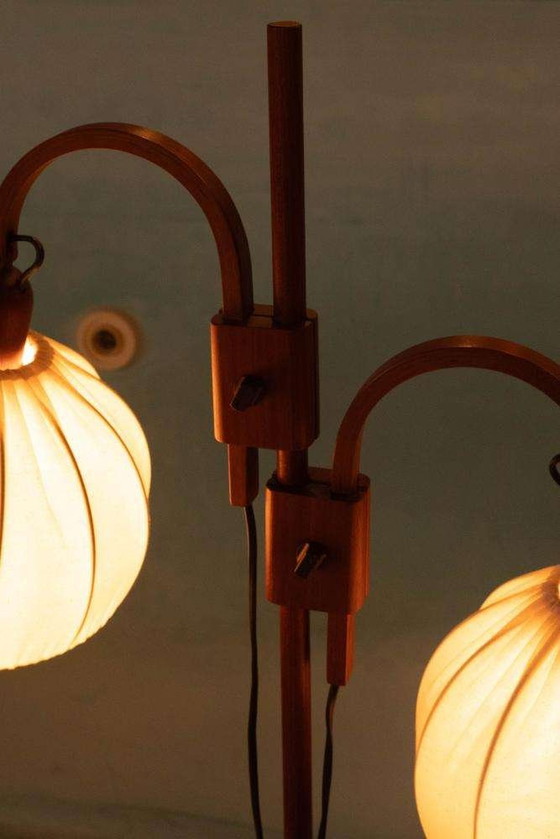 Image 1 of Dänisches Design 60er Jahre Steh-/Bogenlampe Teak Domus, Bogen Stehlampe