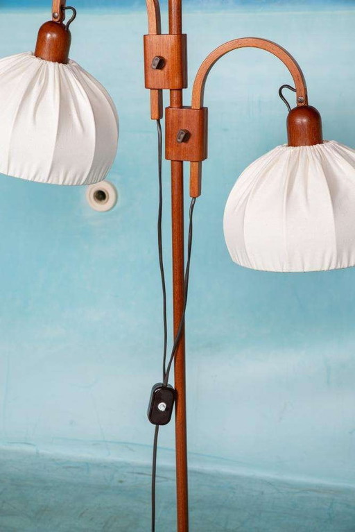 Dänisches Design 60er Jahre Steh-/Bogenlampe Teak Domus, Bogen Stehlampe