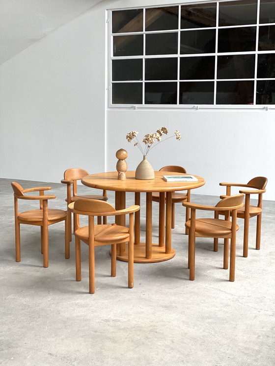 Image 1 of 6X Rainer Daumiller Design Erle Holz Esszimmer Stühle, Dänemark 1980Er Jahre