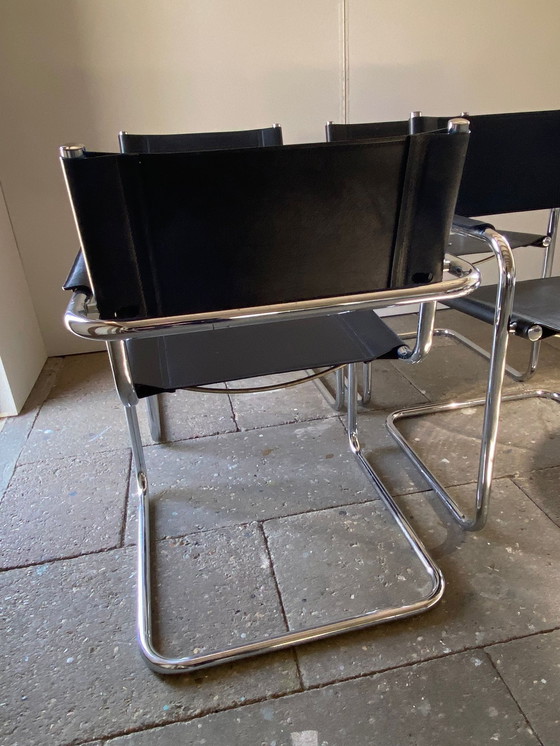 Image 1 of 4x Freischwinger mit Lederrohrgestell