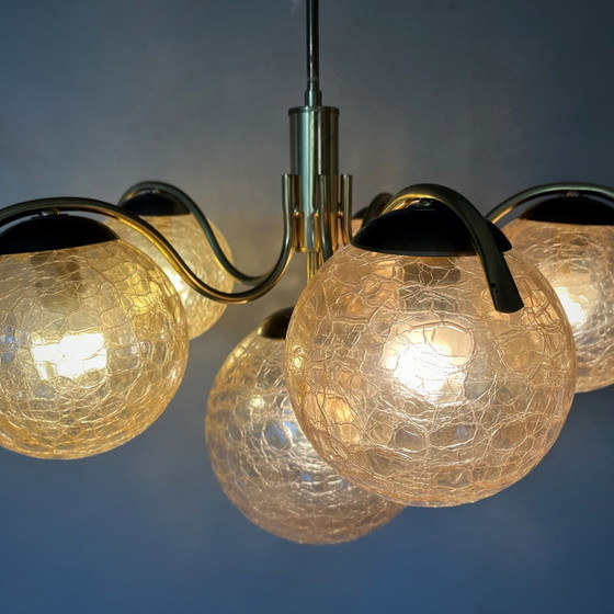 Image 1 of R. Essig Sputnik Kronleuchter Messing Glaskugeln
