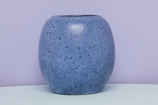 blaue konvexe westdeutsche Vase Scheurich