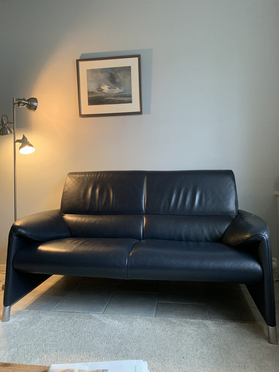 Image 1 of Leolux Zweisitzer-Sofa Blaues Leder