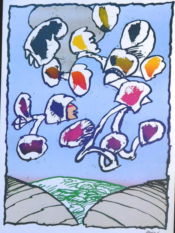 Image 1 of Satz von 3 Pierre Alechinsky Offset-Lithographien Paris-Great und Galactic von 1978