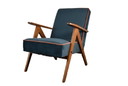 Restaurierter Compas Stuhl, Kanariengelber Stoff, Orangefarbenes Garn, Teakholz, 1960