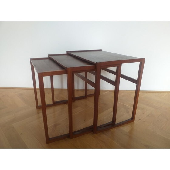 Image 1 of Satz von 3 vintage Teak Nisttischen, Dänemark 1960er