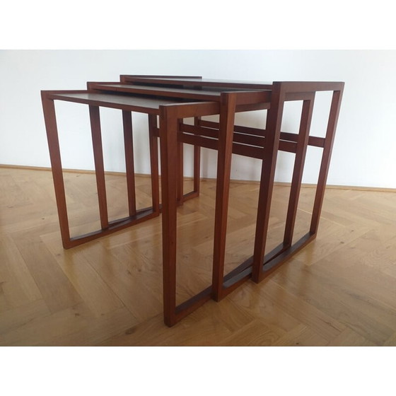 Image 1 of Satz von 3 vintage Teak Nisttischen, Dänemark 1960er