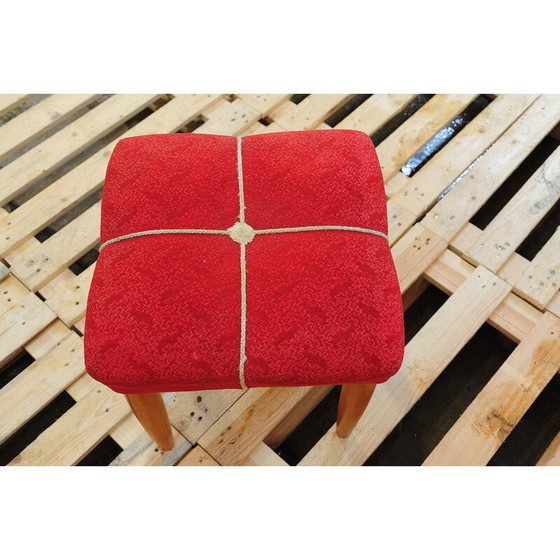 Image 1 of Gepolsterter Hocker aus Buchenholz von Uluv, Tschechoslowakei1960