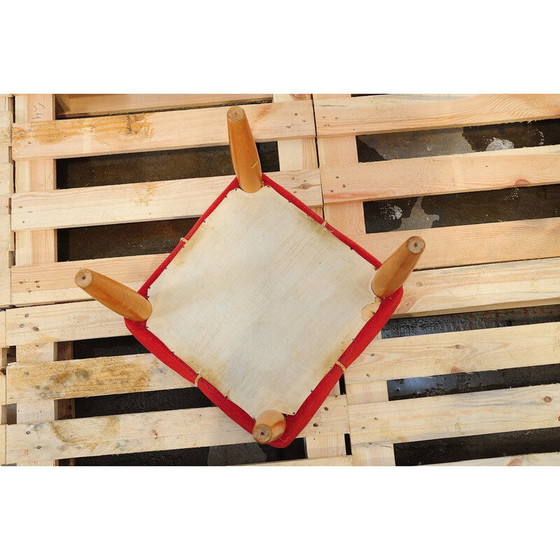 Image 1 of Gepolsterter Hocker aus Buchenholz von Uluv, Tschechoslowakei1960