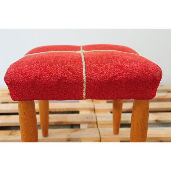 Image 1 of Gepolsterter Hocker aus Buchenholz von Uluv, Tschechoslowakei1960