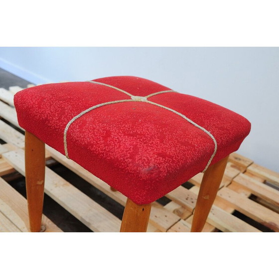 Image 1 of Gepolsterter Hocker aus Buchenholz von Uluv, Tschechoslowakei1960