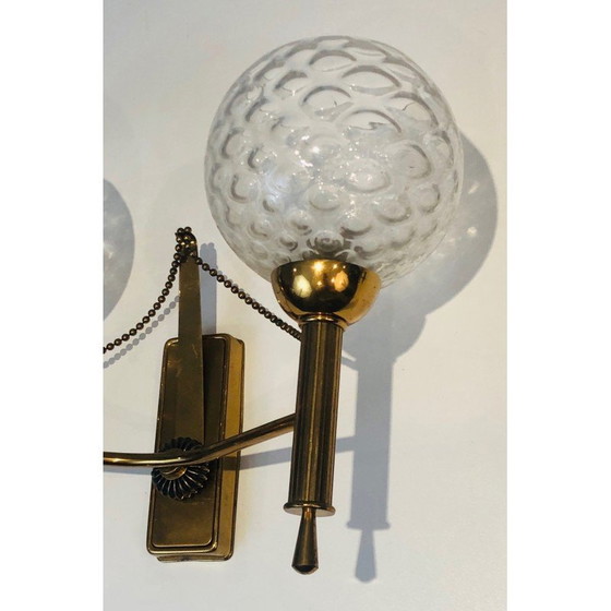 Image 1 of Paar alte Wandlampen aus Messing und Glas, 1970