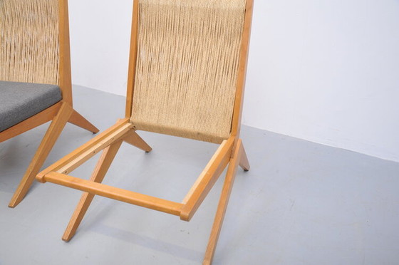Image 1 of Scissor Chairs im Stil von Pierre Jeanneret (zugeschrieben), 1950er