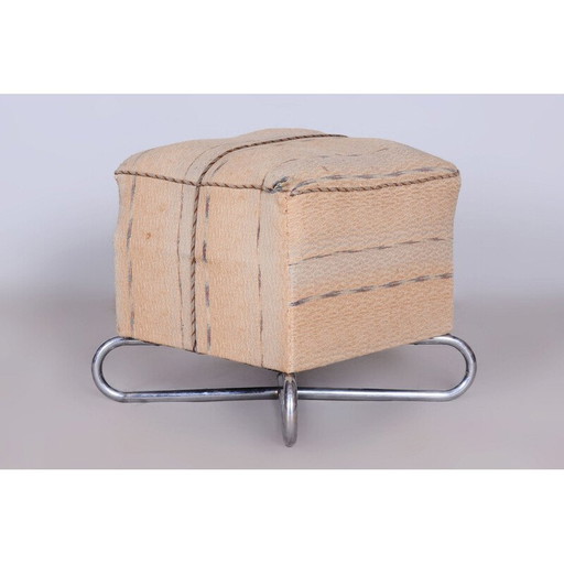 Vintage Bauhaus Hocker aus Chromstahl, Tschechoslowakei 1920