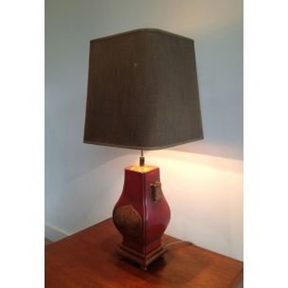 Image 1 of Vintage-Lampe in rotem Lack und Gold, Frankreich 1960