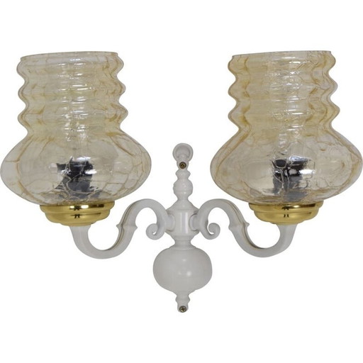 Vintage Wandlampe aus Glas und Metall, Tschechisch 1970