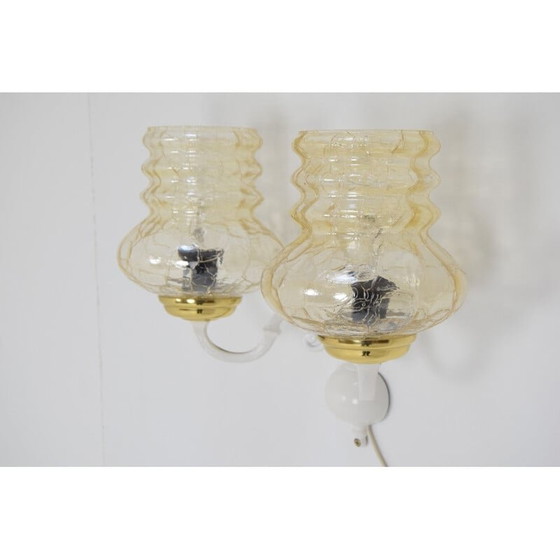 Image 1 of Vintage Wandlampe aus Glas und Metall, Tschechisch 1970