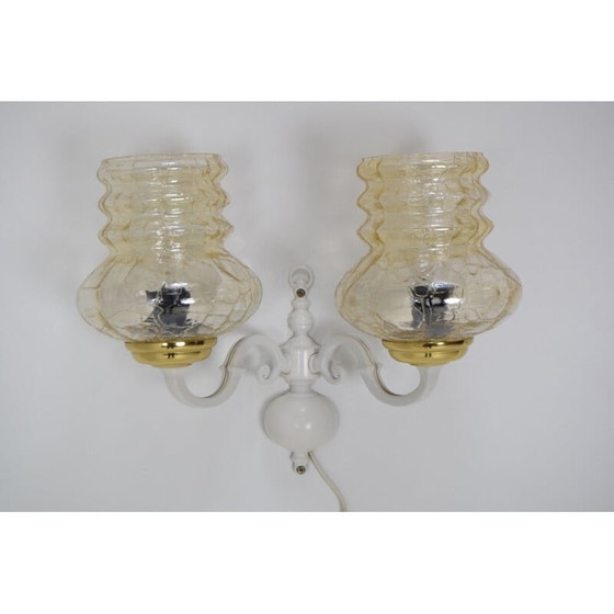 Image 1 of Vintage Wandlampe aus Glas und Metall, Tschechisch 1970