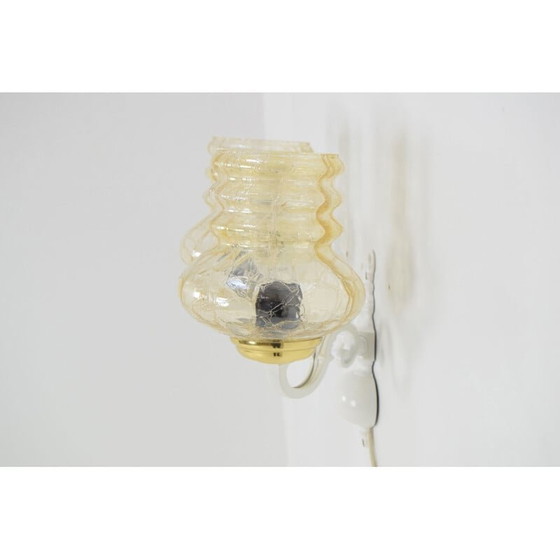 Image 1 of Vintage Wandlampe aus Glas und Metall, Tschechisch 1970