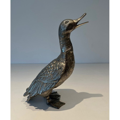 Versilberte Ente aus Bronze, 1970