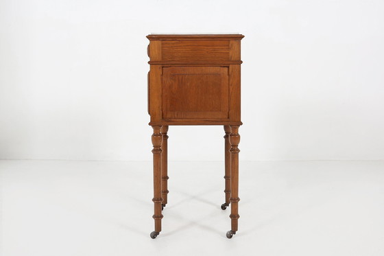 Image 1 of Art Deco Nachttisch aus Holz mit Marmorplatte, 1930er Jahre