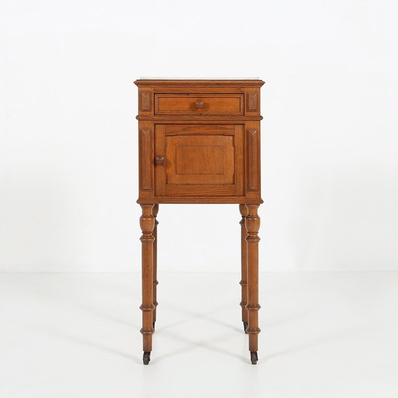 Image 1 of Art Deco Nachttisch aus Holz mit Marmorplatte, 1930er Jahre