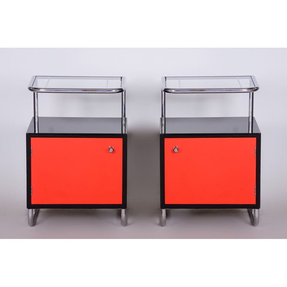 Image 1 of Vintage schwarz und rot Vichr a Spol Nachttische, 1930er Jahre
