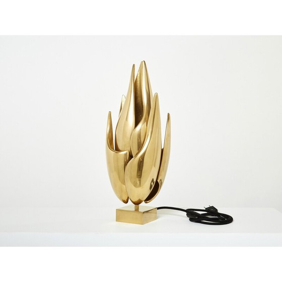 Image 1 of Vintage Flame Lampe aus vergoldeter Bronze von Michel Armand, 1970