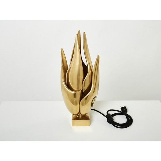 Image 1 of Vintage Flame Lampe aus vergoldeter Bronze von Michel Armand, 1970