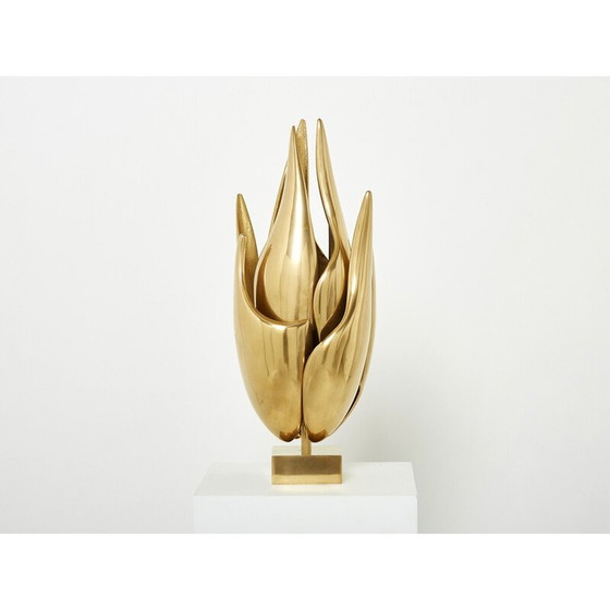 Image 1 of Vintage Flame Lampe aus vergoldeter Bronze von Michel Armand, 1970