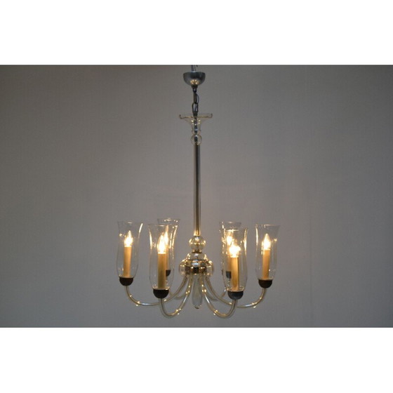 Image 1 of Vintage-Kronleuchter aus Glas und Metall, Tschechoslowakei 1930