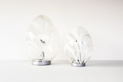 2X Vintage 1980'S Glas Tischlampen