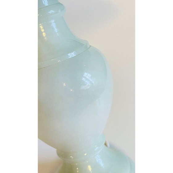 Image 1 of Vintage-Lampe aus weißem Marmor und Leinen