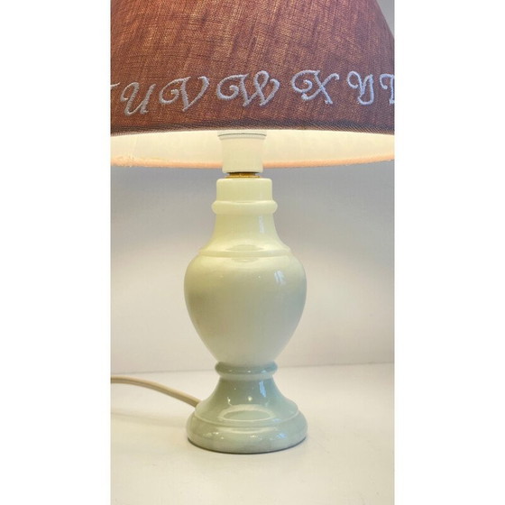 Image 1 of Vintage-Lampe aus weißem Marmor und Leinen